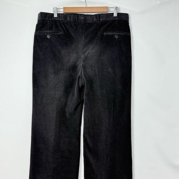 Paul Frederick Mens Pants Black Corduroy Straight Cuffed Pleat Size 36x32 - Picture 4 of 13